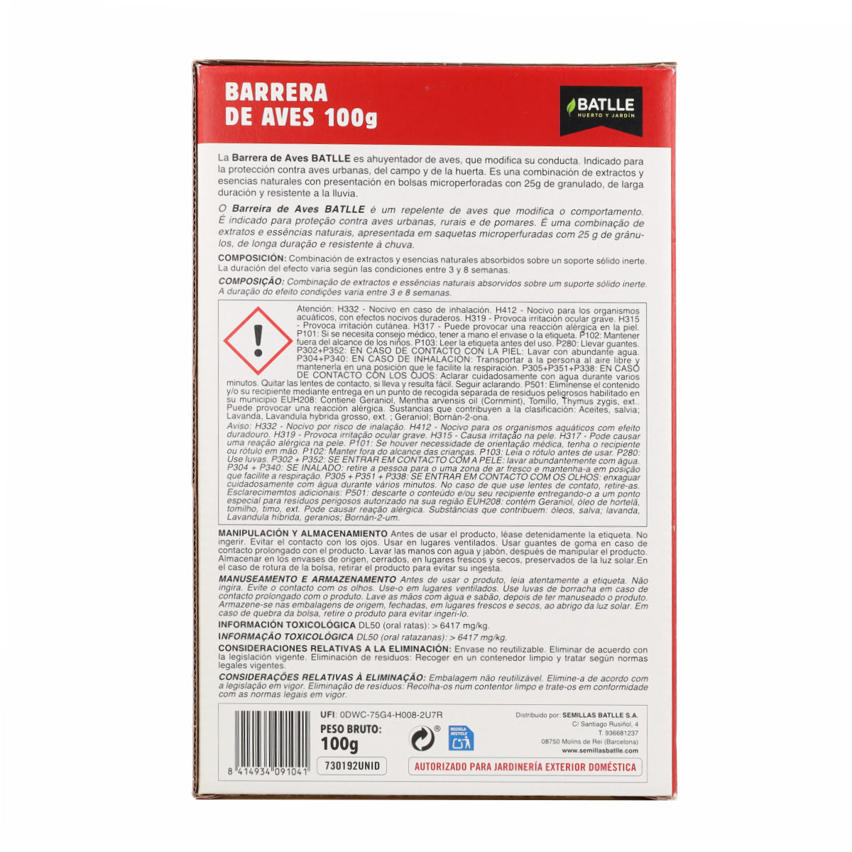 Repelente de aves Batlle 100 g