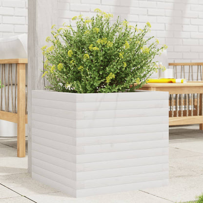 Jardinera Madera Maciza De Pino Blanco 50x50x45,5 Cm_1