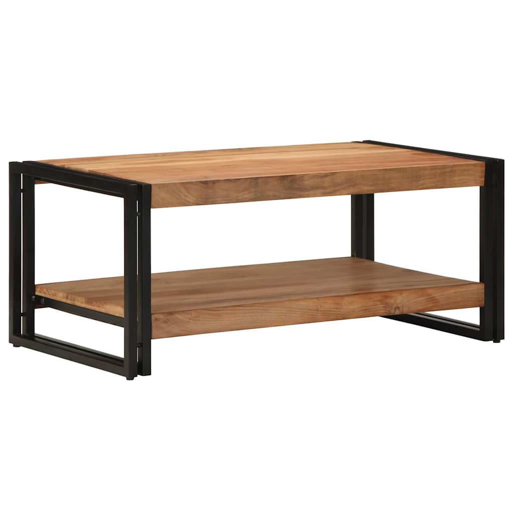 Mesa De Centro Madera Maciza De Acacia 90x50x38 Cm_0