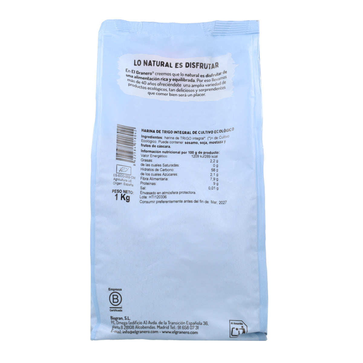 Farinha de Trigo Integral Biológica El Granero 1 kg