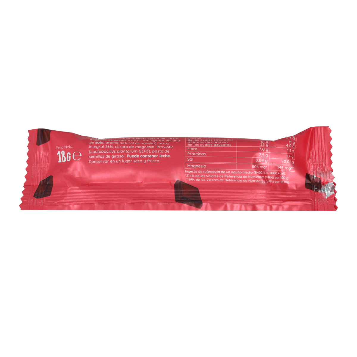 Barra de arroz com chocolate negro sem glúten 18 g