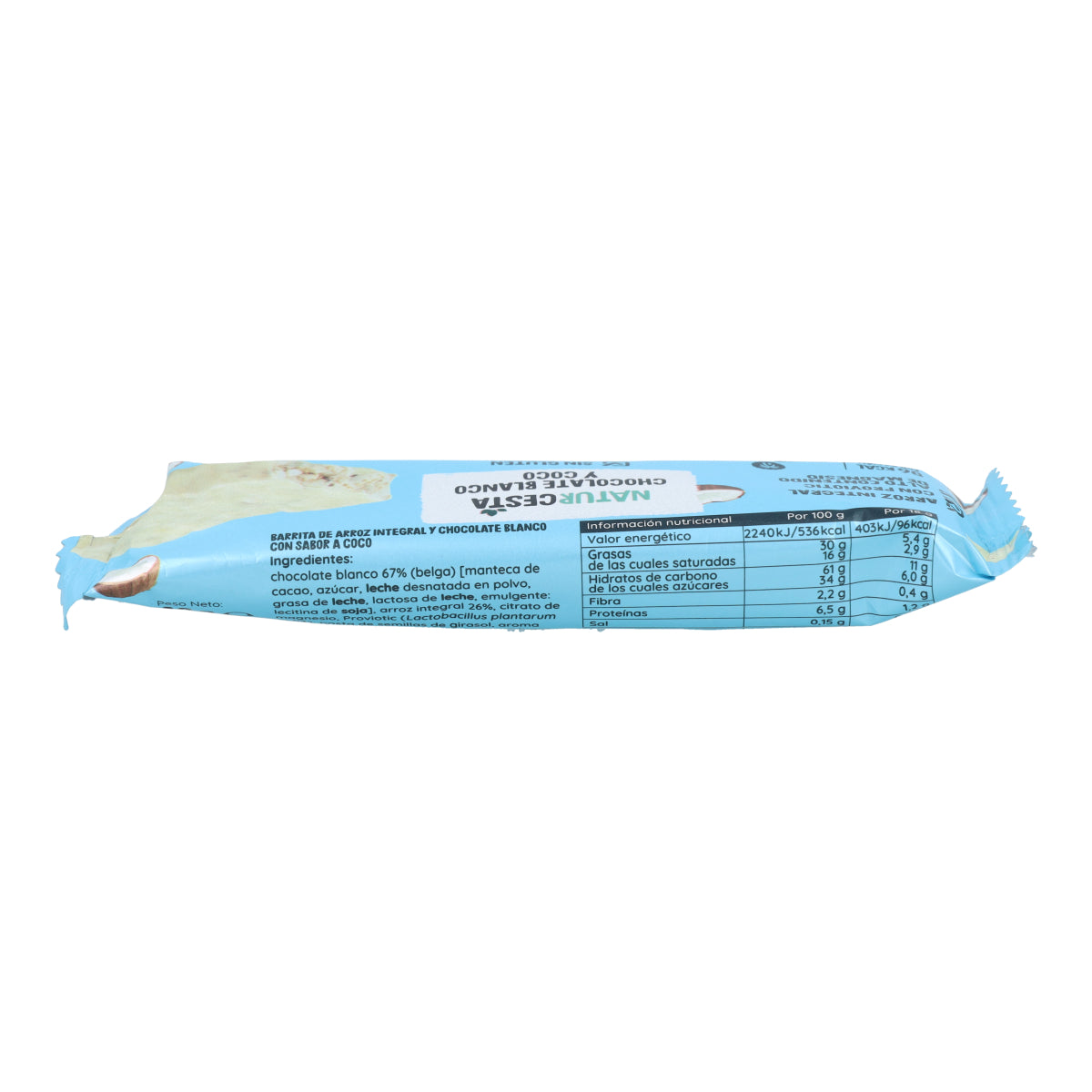 Barrita arroz chocolate blanco coco sin gluten Naturcesta  18 g