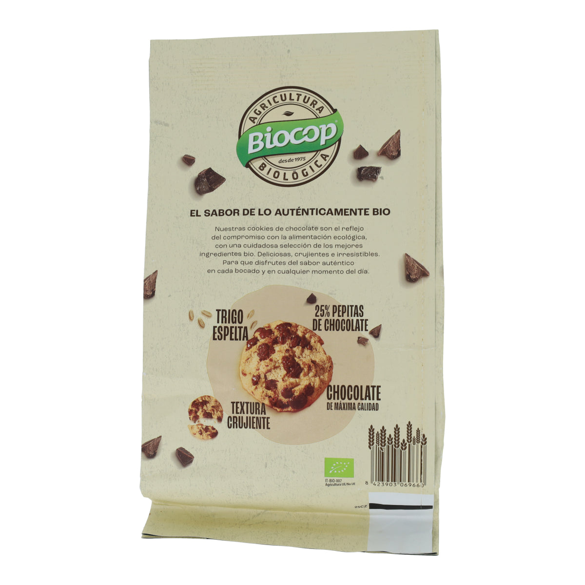 Bolachas de chocolate com pepitas de trigo e espelta Biocop 200g