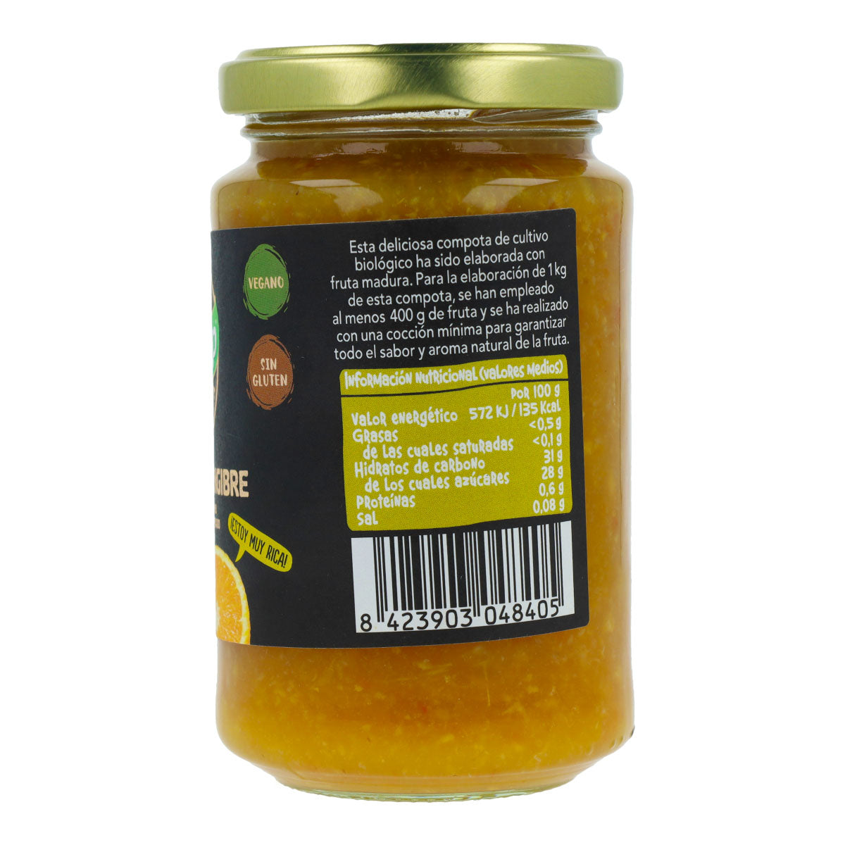 Embalagem de 2 compotas biológicas de laranja e gengibre Biocop, 265 g