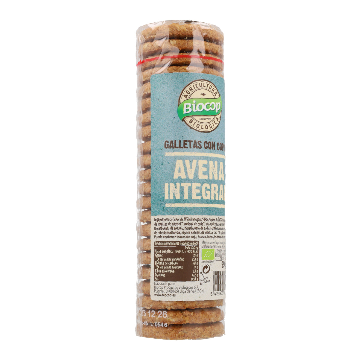 Bolachas de flocos de aveia integrais Biocop, 250 g