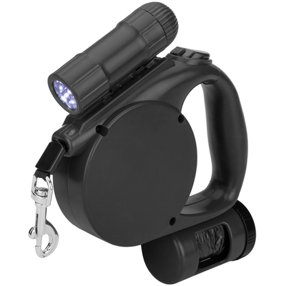 Correa Extensible Para Mascotas Color Negro Con Dispensador De Bolsas_0