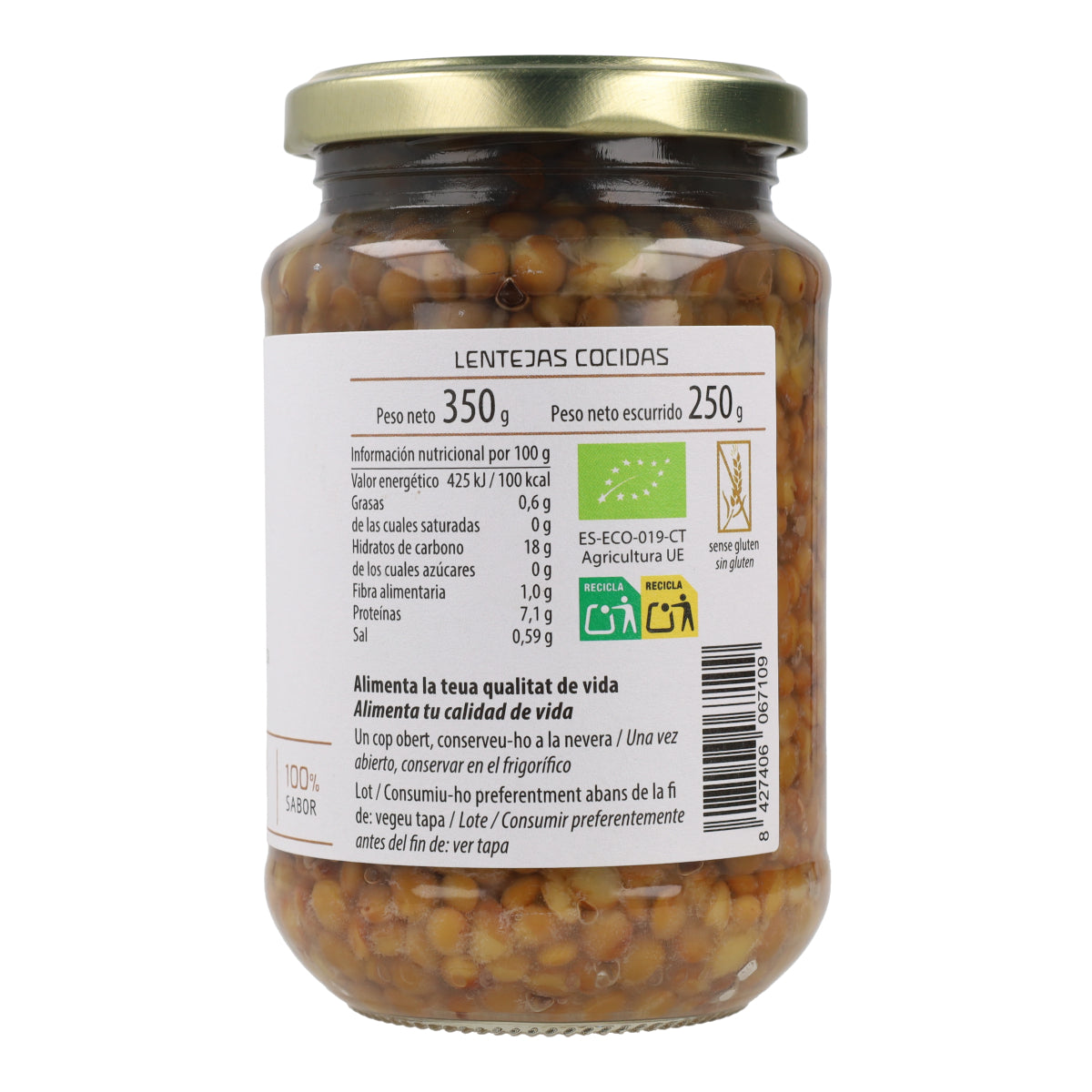 Lentilhas cozinhadas biológicas Cal Valls 250 g