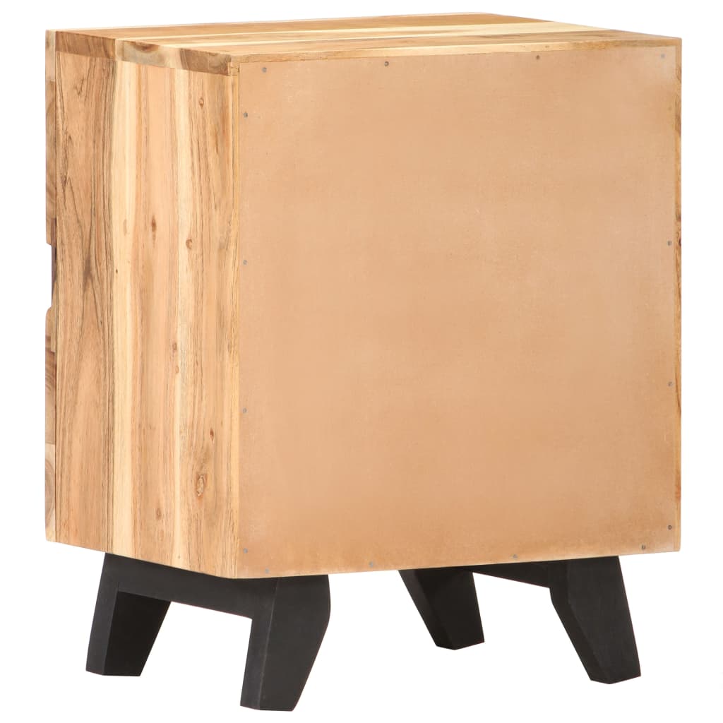 Mesita De Noche De Madera Maciza De Acacia 40x30x51 Cm_3