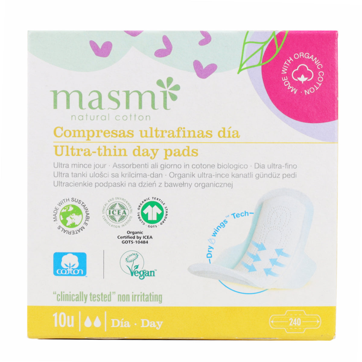 Fraldas Masmi 100% Algodão Ultra, 10 Unidades