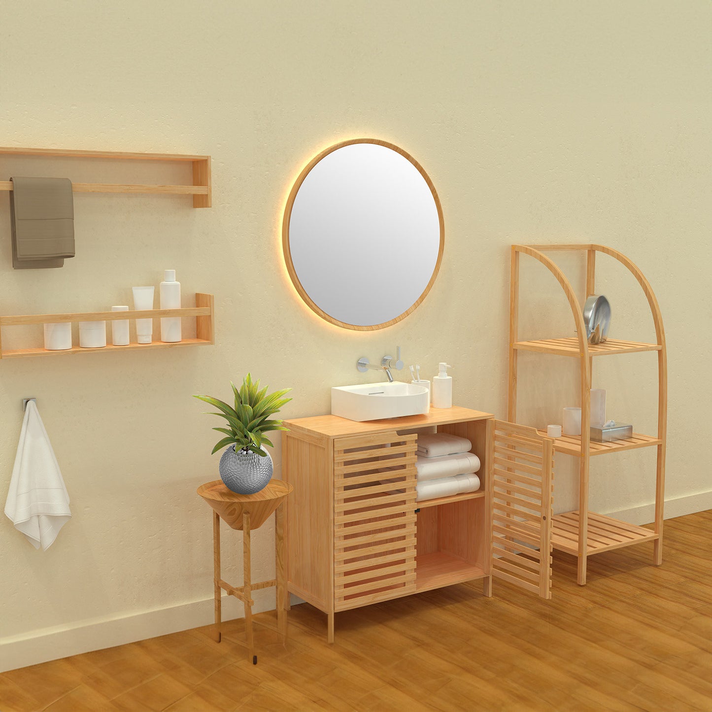 Estante Modular De Bambú Con 1 Nivel 70x12x15cm 7house_2