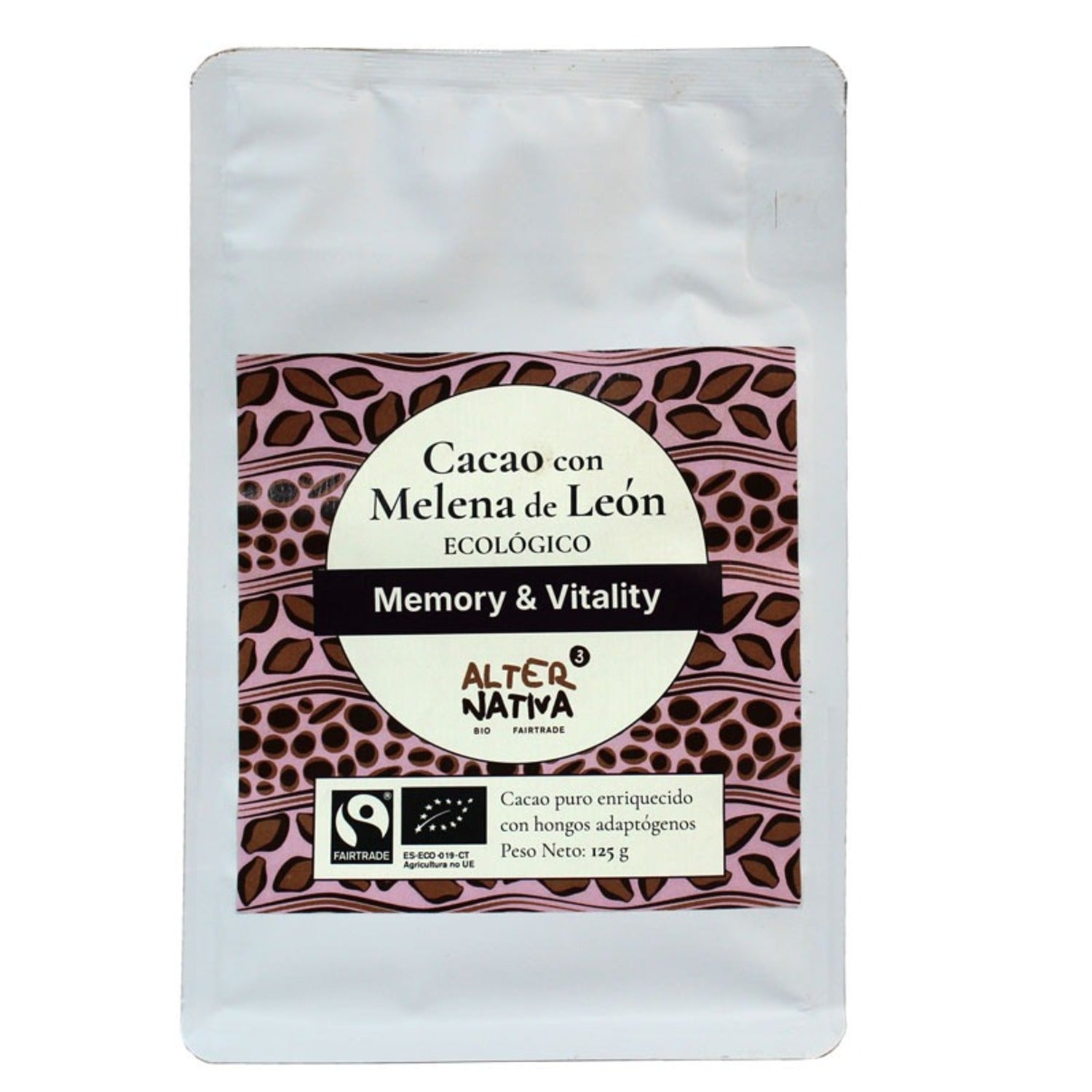 Cacao con Melena de León 90% Puro BIO vegano, sin gluten y sin azúcares añadidos Alternativa3 125 g