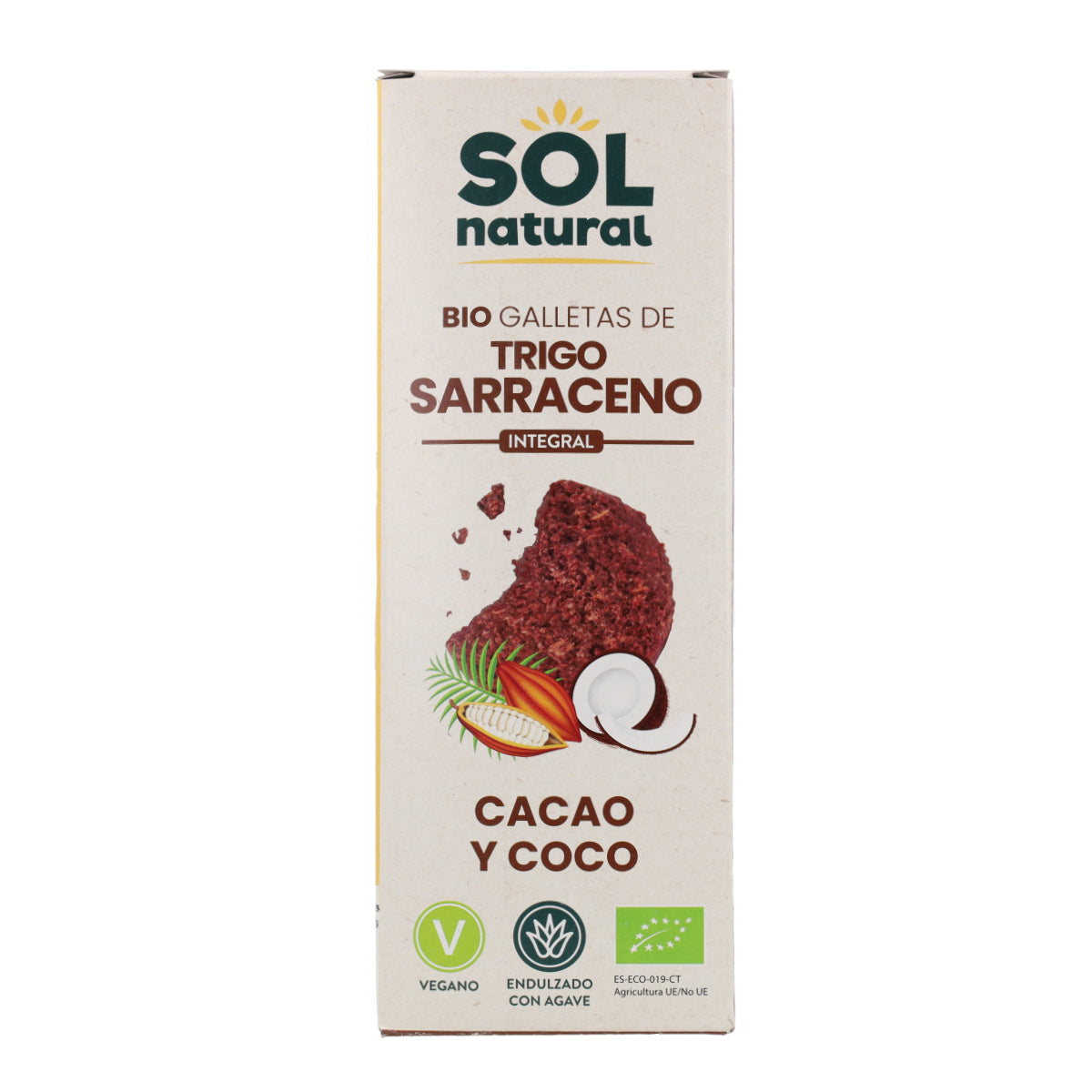 Galletas de trigo sarraceno integral con cacao y coco bio Sol Natural 175 g