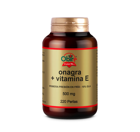 Óleo de Onagra 500 mg com Vitamina E Obire, 220 cápsulas