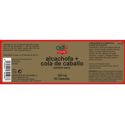 Alcachofra e Cavalinha Obire, 60 cápsulas