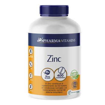 Zinc 15 mg Pharma &amp; Vitamins 400 comprimidos