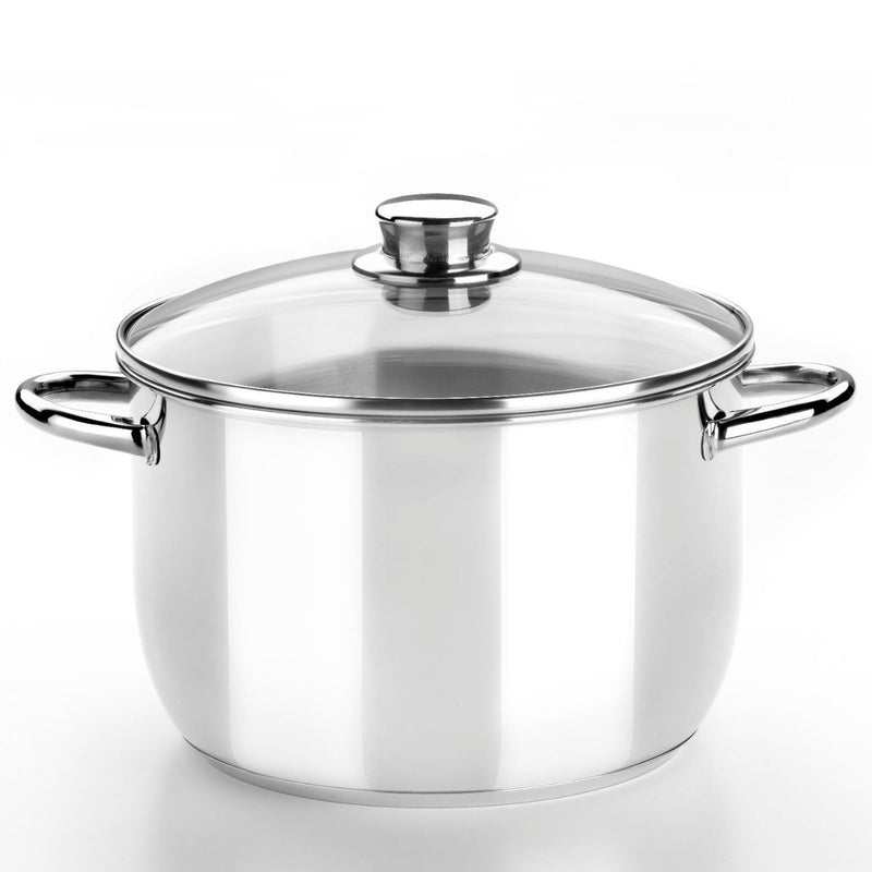 Olla 26CM Acero Inoxidable Sin Antiadherente Tapa Cristal Optima Monix