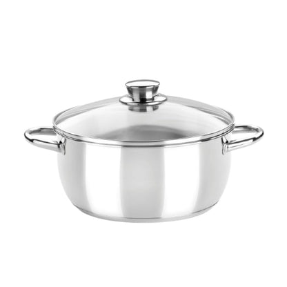 Cacerola 24CM Acero Inoxidable Sin Antiadherente Tapa Cristal Optima Monix