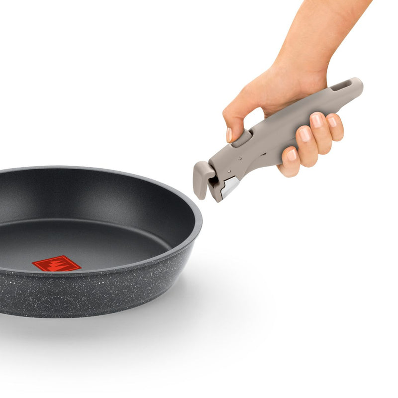 Set 3 Sartenes 20-24-26CM One Click Pietra Aluminio Forjado Antiadherente Mango Desmontable Monix