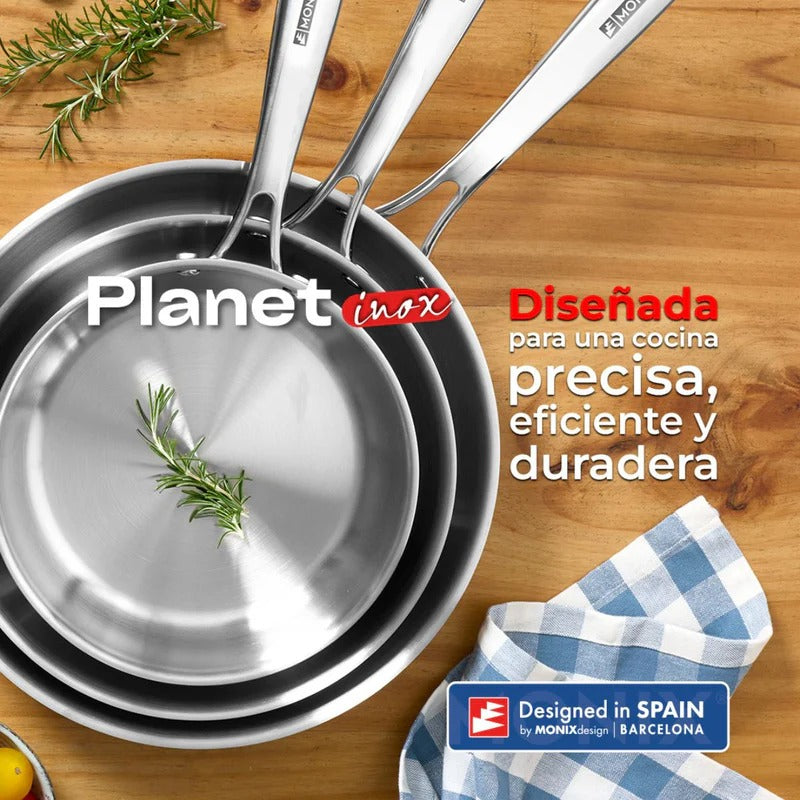 Sartén 26CM PlanetInox Acero Inoxidable Tri-ply 3 Capas Monix