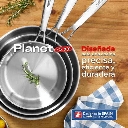 Sartén 26CM PlanetInox Acero Inoxidable Tri-ply 3 Capas Monix