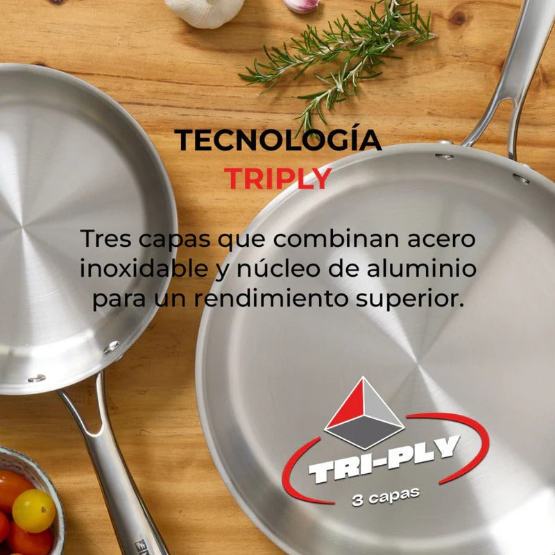 Sartén 26CM PlanetInox Acero Inoxidable Tri-ply 3 Capas Monix