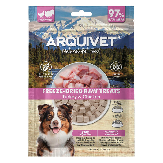 Snack Liofilizado para perros Dados de Pavo y Pollo 50gr Arquivet