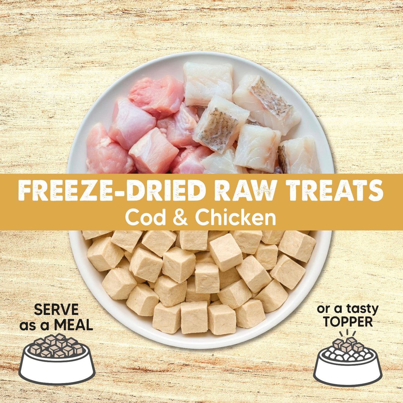 Snack Liofilizado para perros Dados de Bacalao y Pollo 50gr Arquivet