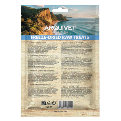 Snack Liofilizado para perros Dados de Atún y Pollo 50gr Arquivet