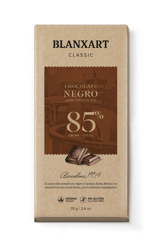 Chocolate Negro 85% Vegano Sin gluten Blanxart 75 g