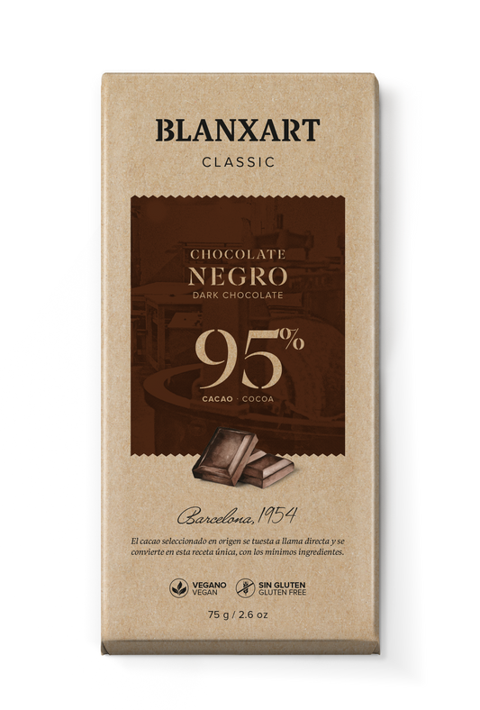 Chocolate Negro 95% Vegano Sin gluten Blanxart 75 g