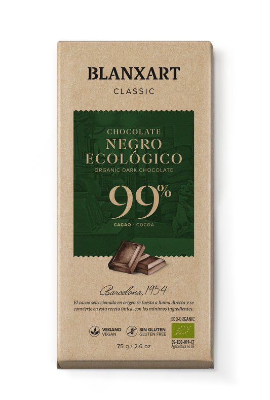 Chocolate Negro 99% Vegano Sin gluten ECO Blanxart 75 g