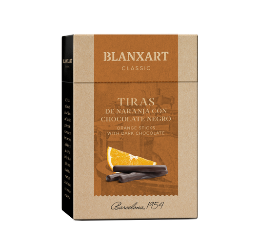 Tiras de Naranja confitadas con Chocolate Negro Blanxart 100 g