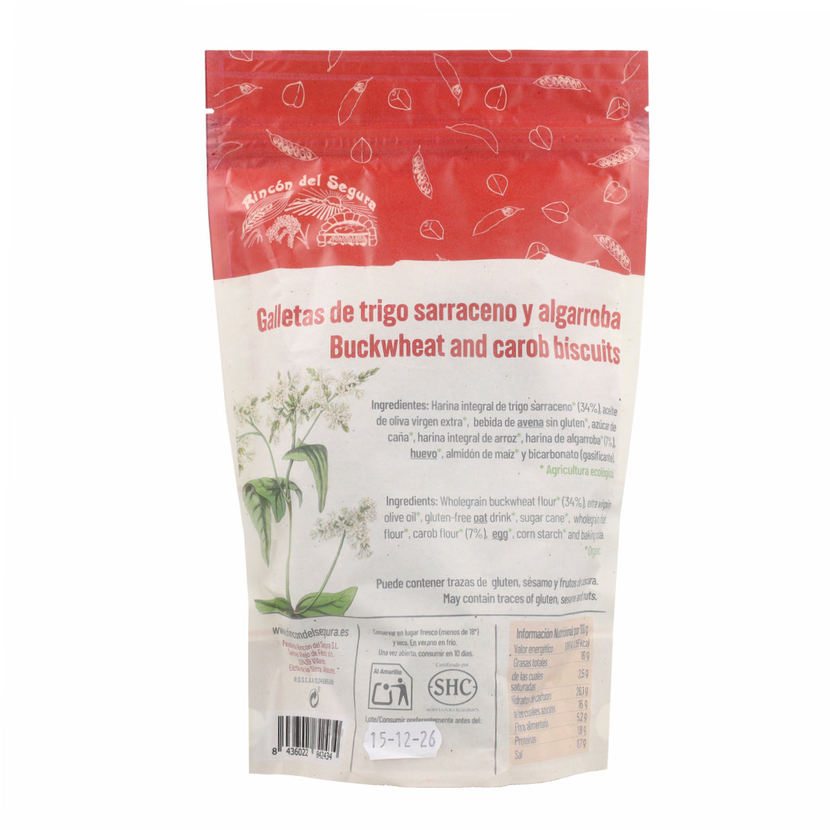 Galletas sarraceno y algarroba Rincón del Segura 200g