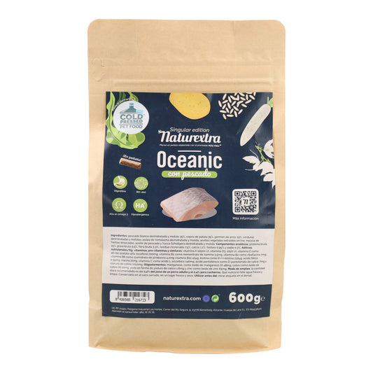 Pienso prensado en frío en Pellets Oceanic para perros con pescado blanco 600 g NaturExtra