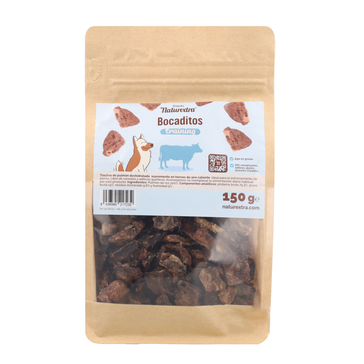 Snack natural de entrenamiento para perros de pulmón deshidratado 150 g NaturExtra