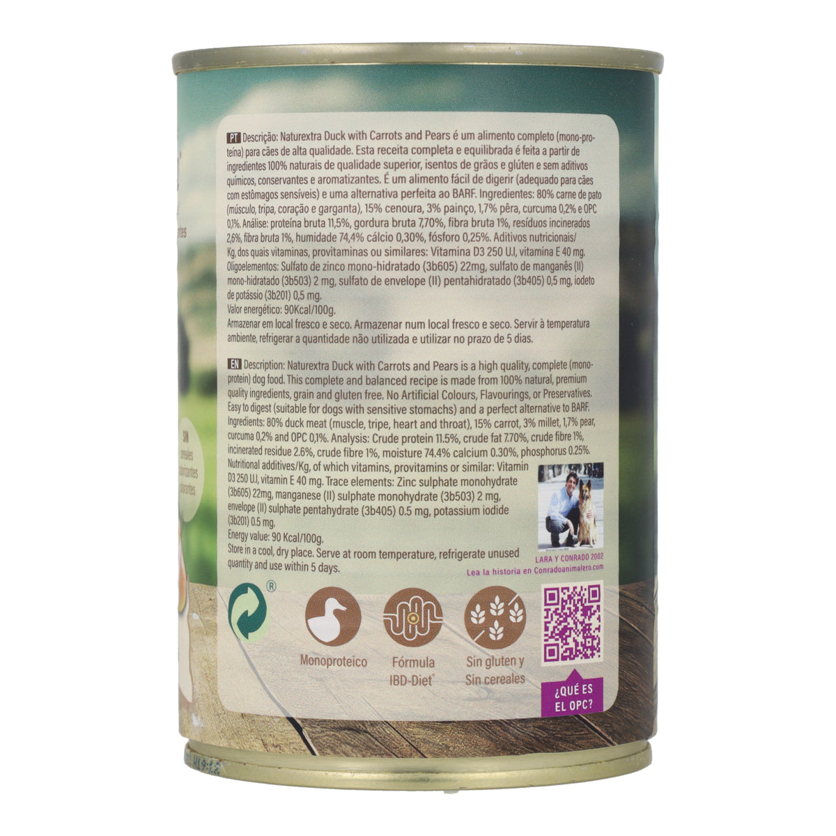 Comida húmeda para perros sabor pato 400 g NaturExtra
