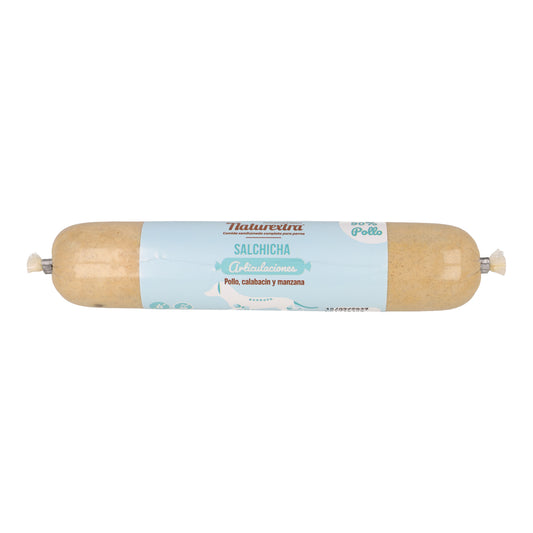 Salchicha funcional para perros para las articulaciones con pollo, calabacín y manzana 250 g NaturExtra