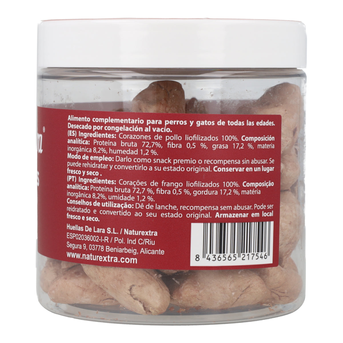 Snack natural liofilizado de corazones de pollo 60 g NaturExtra