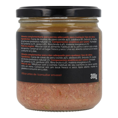 Guiso natural para perros con pavo, brócoli y calabaza 300 g NaturExtra