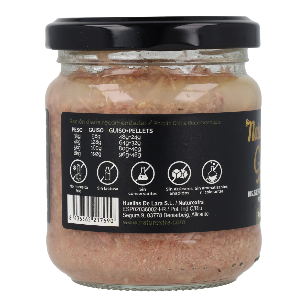 Guiso natural para gatos con pavo, corazones de pollo y taurina 170 g NaturExtra