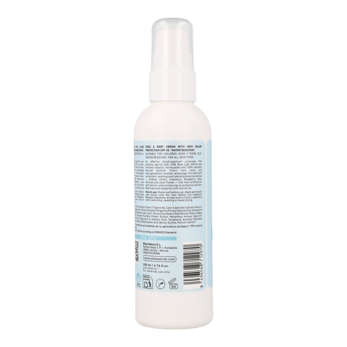 Creme Protetor Solar Alma Secret FPS 50 200 ml