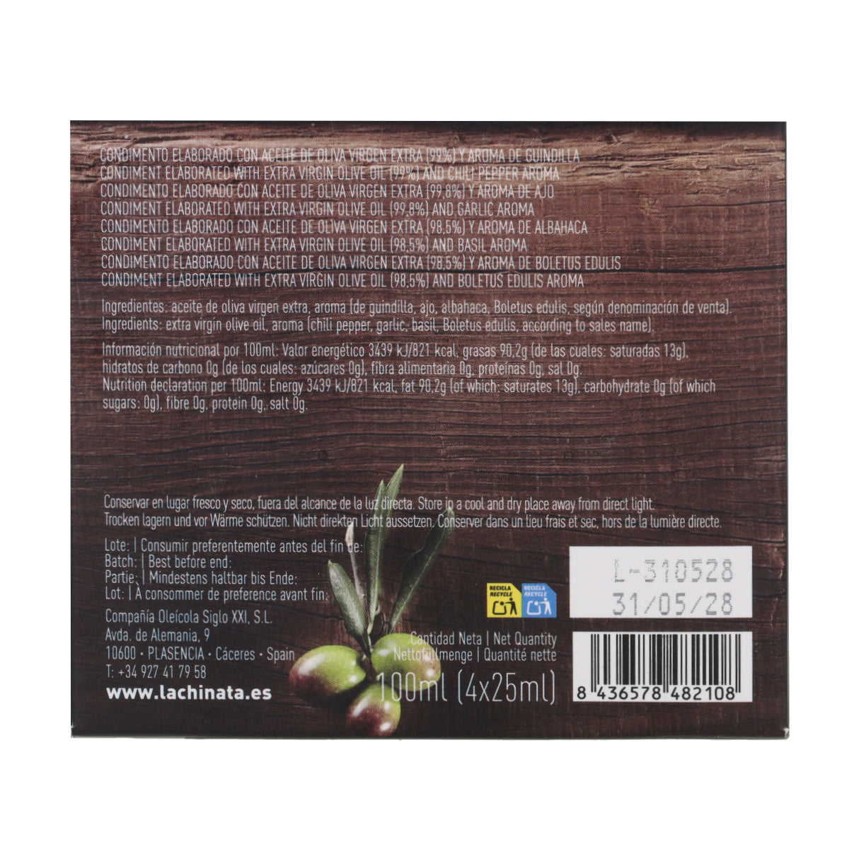Pack 4 Condimentos 25ml La Chinata 100 ml