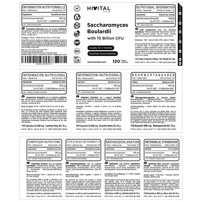Saccharomyces Boulardii 10 Billion de UFC 120 cápsulas veganas