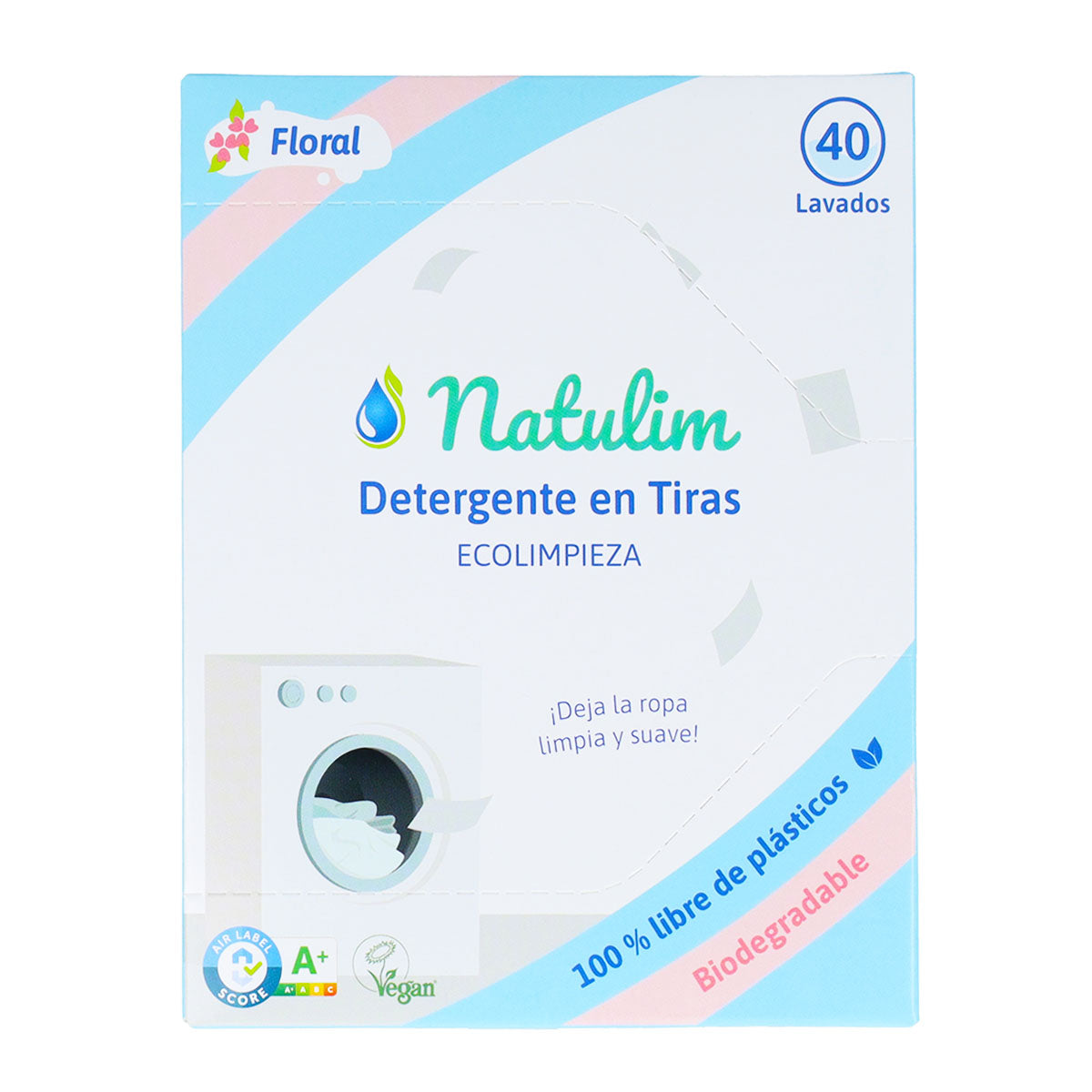 Embalagem de 10 tiras de lavagem Eco Floral, Natulim, 40 lavagens