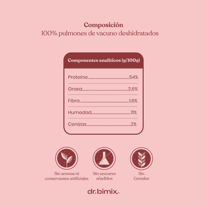 Pulmones de Ternera para Perros Snack Natural 150 g dr.bimix