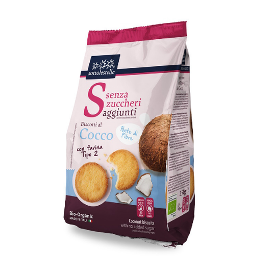 Bolachas de coco sem açúcar Sottolestelle 250g