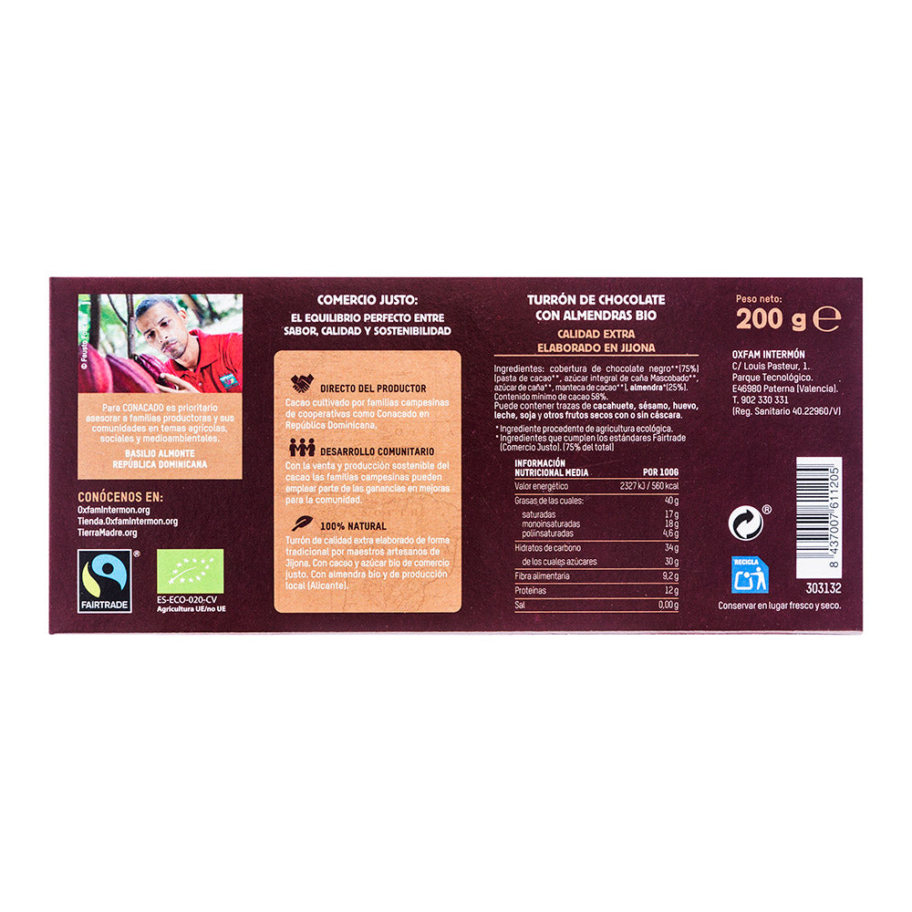 Turron Chocolate Bio Con Almendras Tierra Madre 200 g