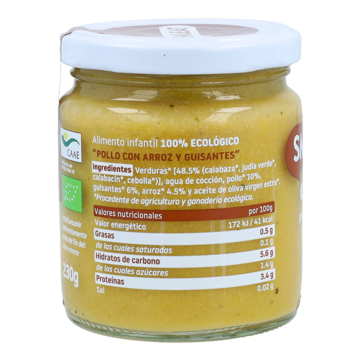 Pack 12x Tarritos Dorados BIO pollo con arroz +6 meses Smileat, 230g
