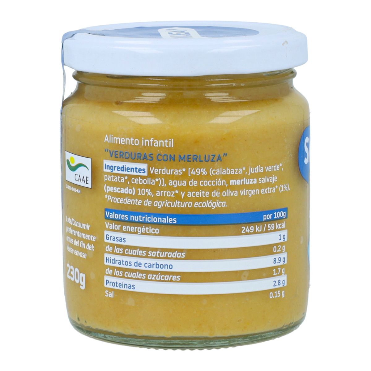 Embalagem de 3 frascos de vegetais e pescada biológica Smileat +6 meses 230g