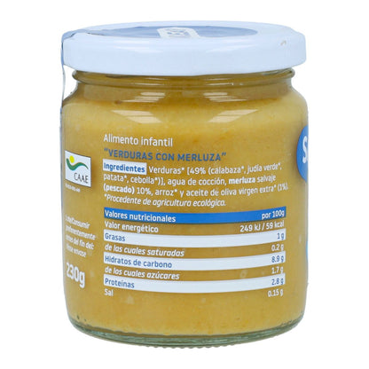 Embalagem de 3 frascos de vegetais e pescada biológica Smileat +6 meses 230g